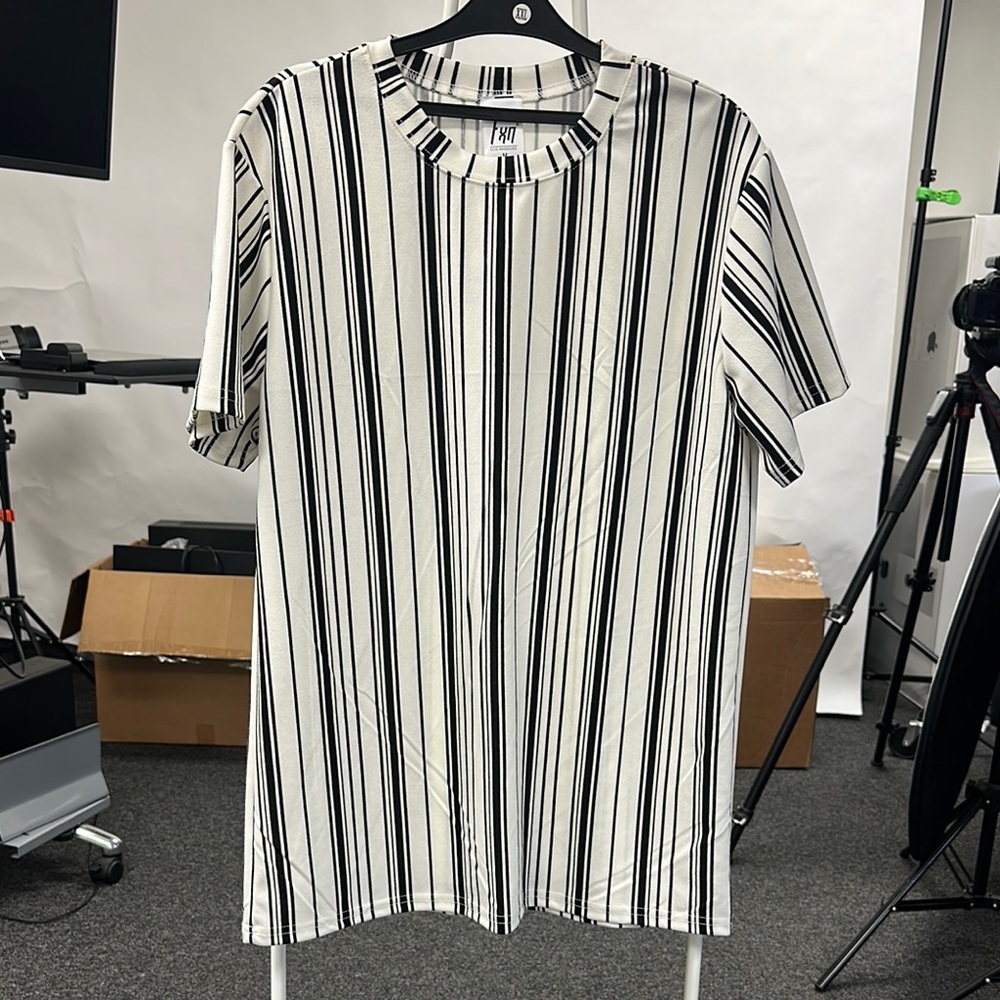 Black and White Striped Short Sleeve Tee
